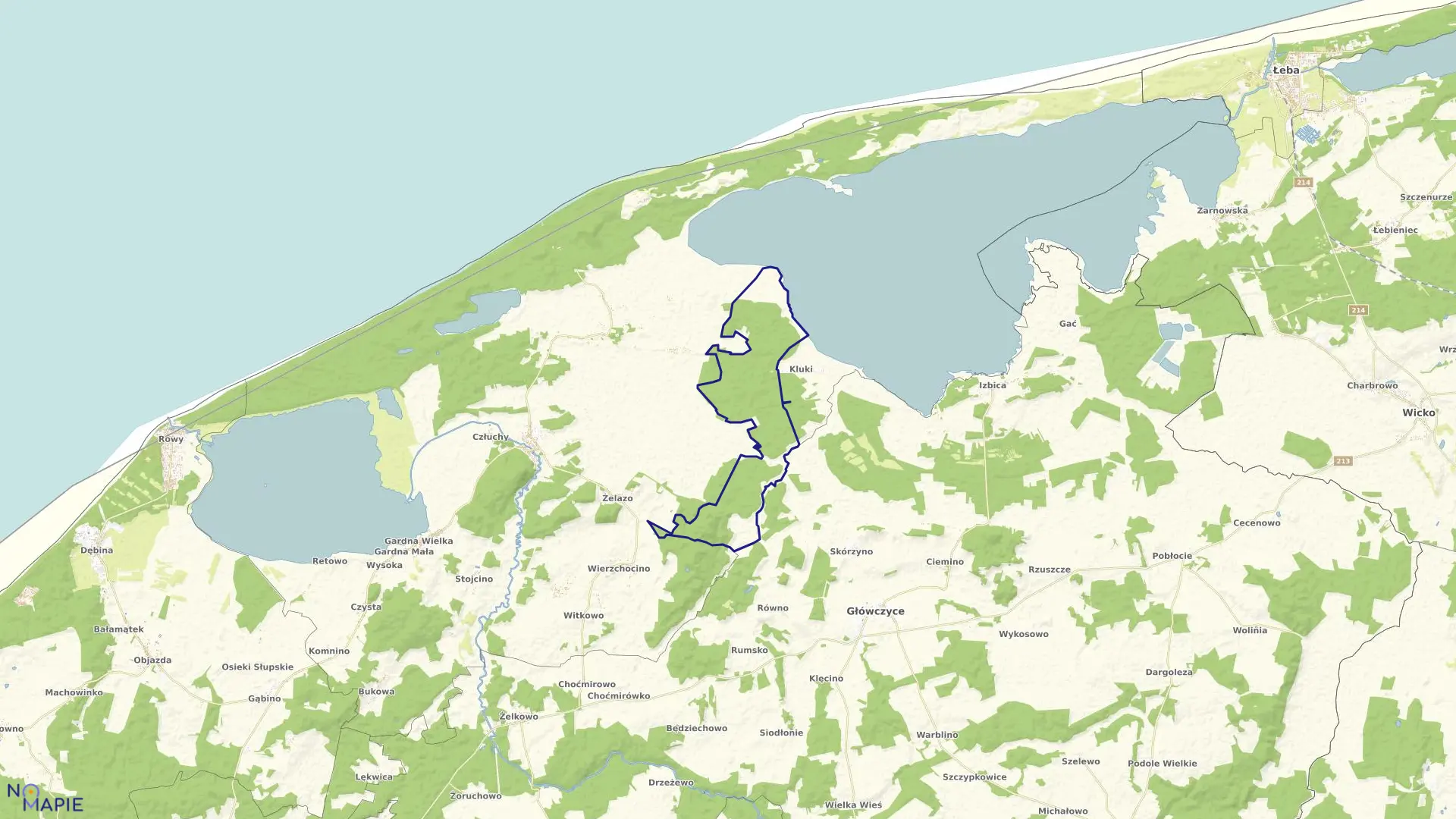 Mapa obrębu SMOŁDZINO LEŚNICTWO w gminie Smołdzino